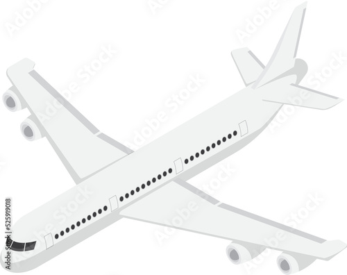 Flat 3d isometric large passenger airplane front view, air transportation and travel concept