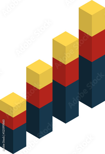 Flat 3d Isometric Simple Business Bar Graph Icon