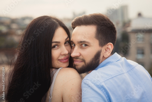 Close up portrait of caucasian young loving couple.Love, people, happiness and lifestyle concept