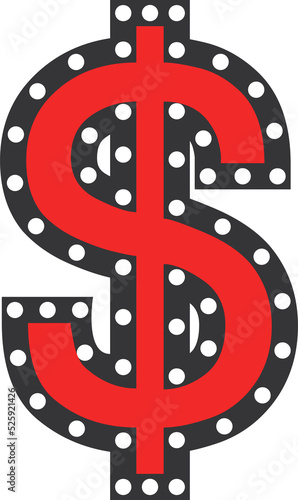 Dollar Symbol Casino Style Flat Icon