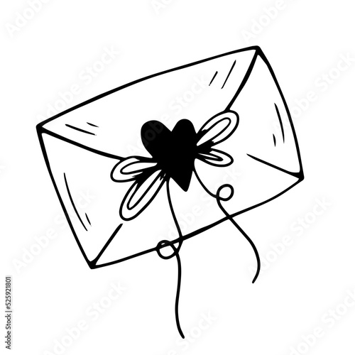 Doodle love letter sketch.Vector graphics.