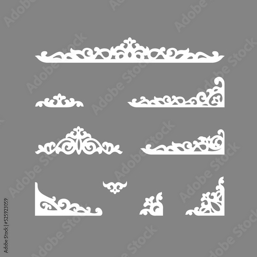 Wood carving pattern. Vector ornaments for window platbands photo