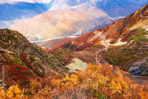 Majestic Caucasus Mountains in autumn.