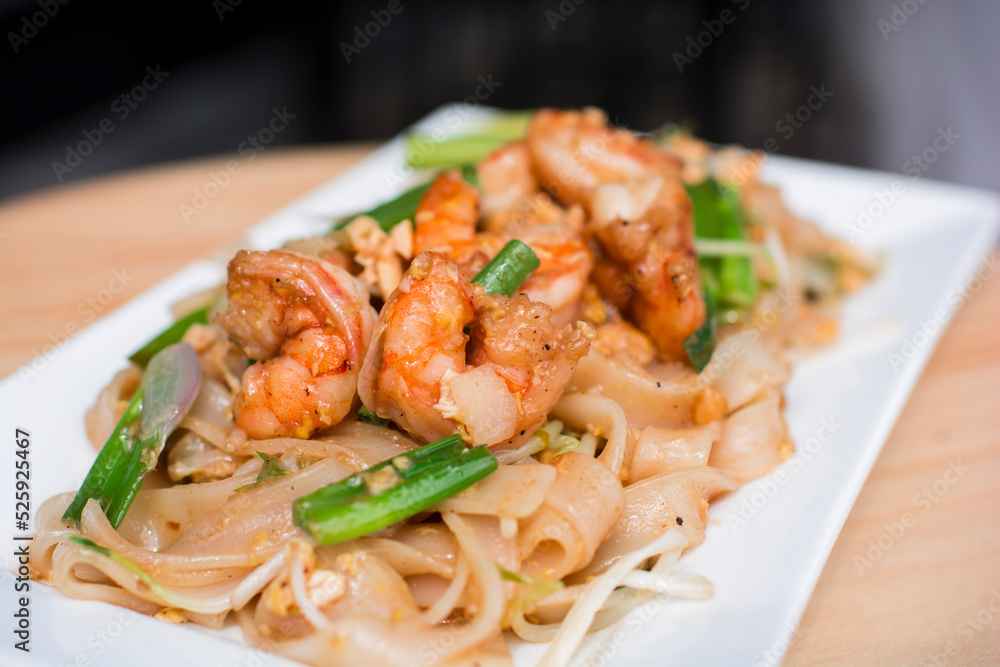 Shrimp pad thai sauted meat noodles peruvian gourmet restaurant food peruvian gourmet restaurant food