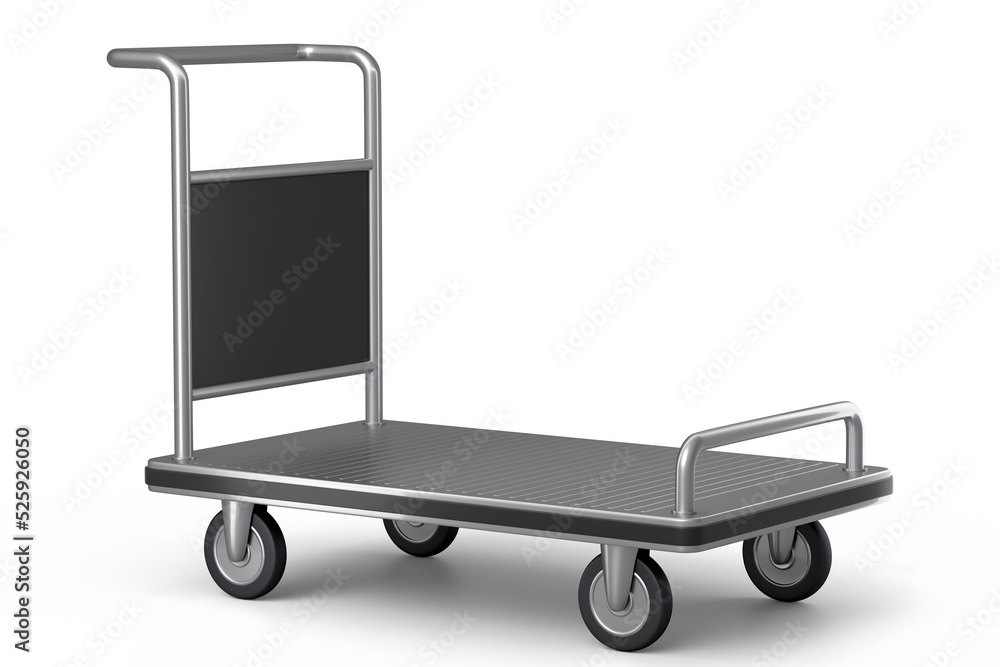 Airport luggage cart or baggage trolley side on white background Airport luggage cart or baggage trolley side on white background