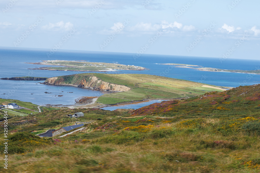 A view of the Irish coastline showing the atlantic sea