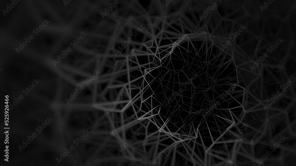 Black abstract metaverse warped mesh grid wallpaper background. Elegant