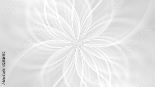 White abstract geometric flower wallpaper background. Elegant minimal subtle light grey shadow sacred geometry mandala packaging or display backdrop. Technology or luxury concept 3D fractal rendering. photo