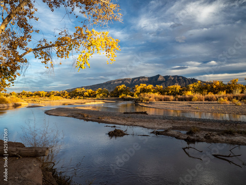 фотографія Autumn Landscape with River and Mountain