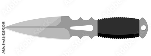 Hunting knife. Cute knife isolated on white background. Vector illustration.
