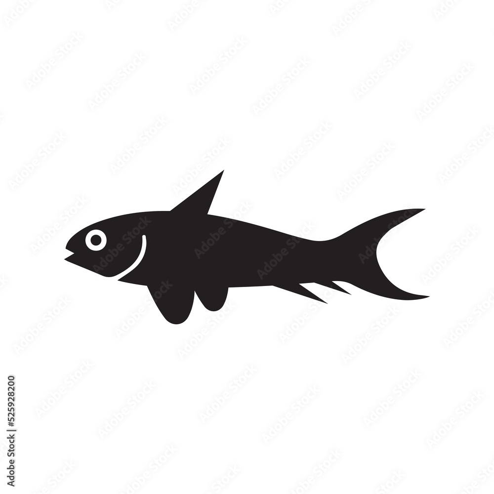 Fototapeta premium Healthy fresh sea fish icon | Black Vector illustration |