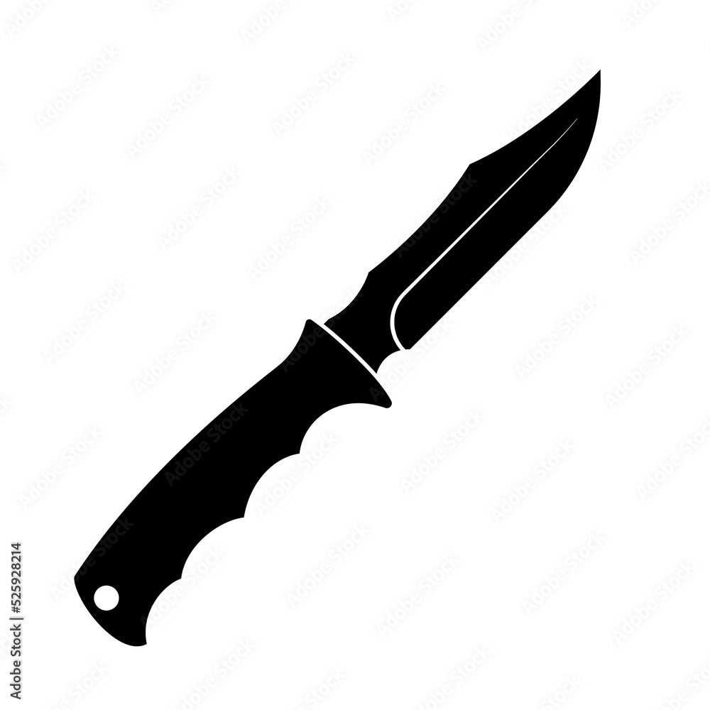 Hunting knife icon. Black knife icon isolated on white background. Vector illustration in flat design. Hunting knife icon. Black knife icon isolated on white background. Vector illustration in flat design.