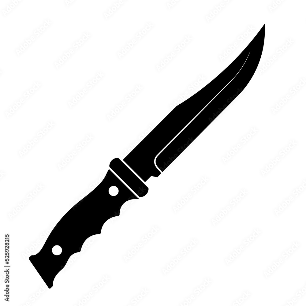 Hunting knife icon. Black knife icon isolated on white background. Vector illustration in flat design. Hunting knife icon. Black knife icon isolated on white background. Vector illustration in flat design.