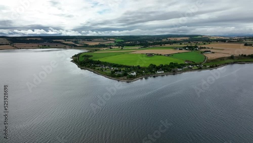 Aerial view of the black island and Cromarty firth in the north east highlands of Scotland during autumn photo