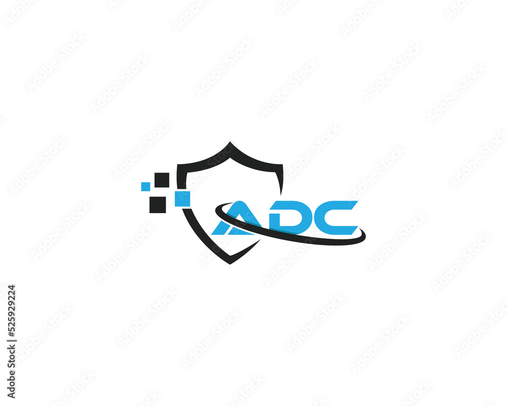 Letters ADC Logo With Shield Style Creative Design Concept. Icon For Business Company, It Company, Protection Symbol And Technology.