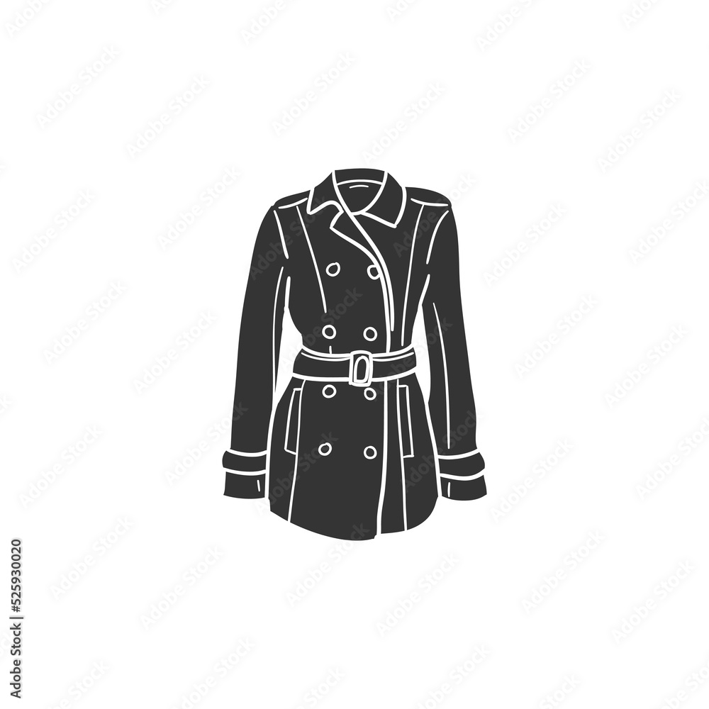 Trench Coat Icon Silhouette Illustration. Wear Vector Graphic Pictogram ...