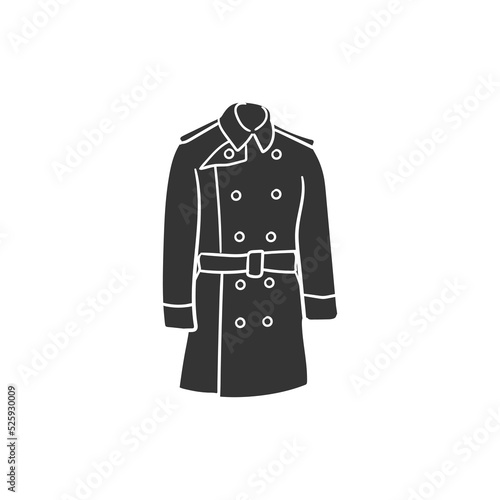 Trench Coat Icon Silhouette Illustration. Wear Vector Graphic Pictogram Symbol Clip Art. Doodle Sketch Black Sign.