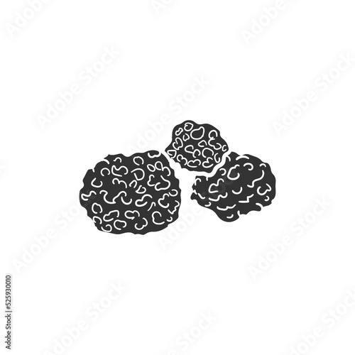 Truffle Icon Silhouette Illustration. FUngus Food Vector Graphic Pictogram Symbol Clip Art. Doodle Sketch Black Sign.