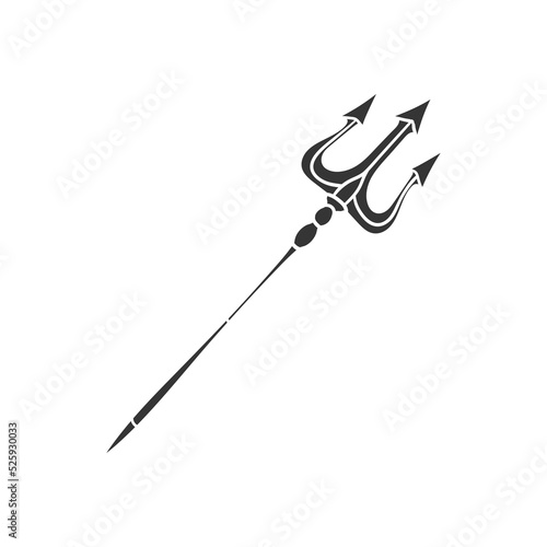 Trident Icon Silhouette Illustration. Neptune Vector Graphic Pictogram Symbol Clip Art. Doodle Sketch Black Sign.