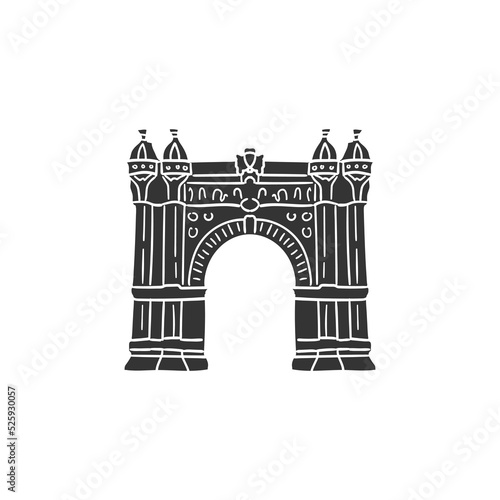 Triumph Arch Barcelona Icon Silhouette Illustration. Architecture Vector Graphic Pictogram Symbol Clip Art. Doodle Sketch Black Sign.