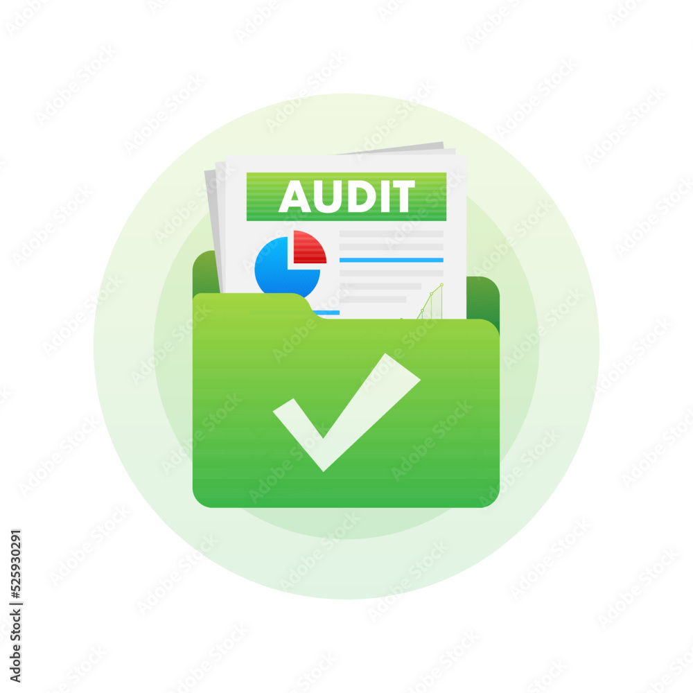 Auditing concepts. Tax process. Data analysis result. Vector stock illustration.