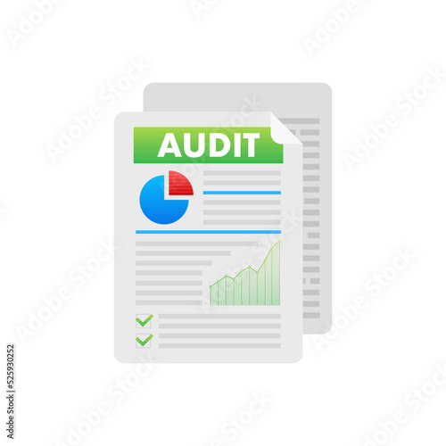Auditing concepts. Tax process. Data analysis result. Vector stock illustration.