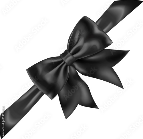 Beautiful black bow with diagonally ribbon