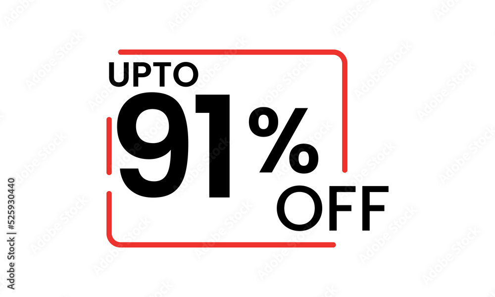Obraz premium upto 91 percent discount vector, 91 percent off vector typography, 91 percent discount