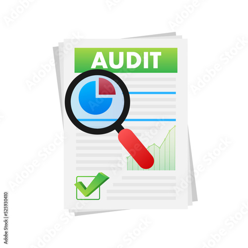 Auditing concepts. Tax process. Data analysis result. Vector stock illustration.