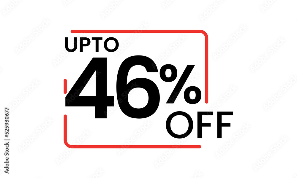 Obraz premium upto 46 percent discount vector, 46 percent off vector typography, 46 percent discount