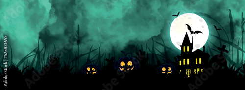 Modern trendy facebook banner design with halloween elements. Halloween social media design for halloween day