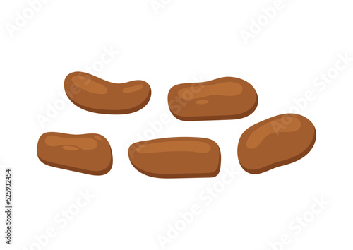 Poop excrement for bristol scale chart soft blobs. 5 type of poo - passed easily cartoon vector icon isolated on white background. Flat design vector clip art poo illustration.