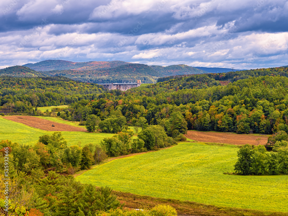 Stunning New England farmland landscape during early Autumn in Vermont.