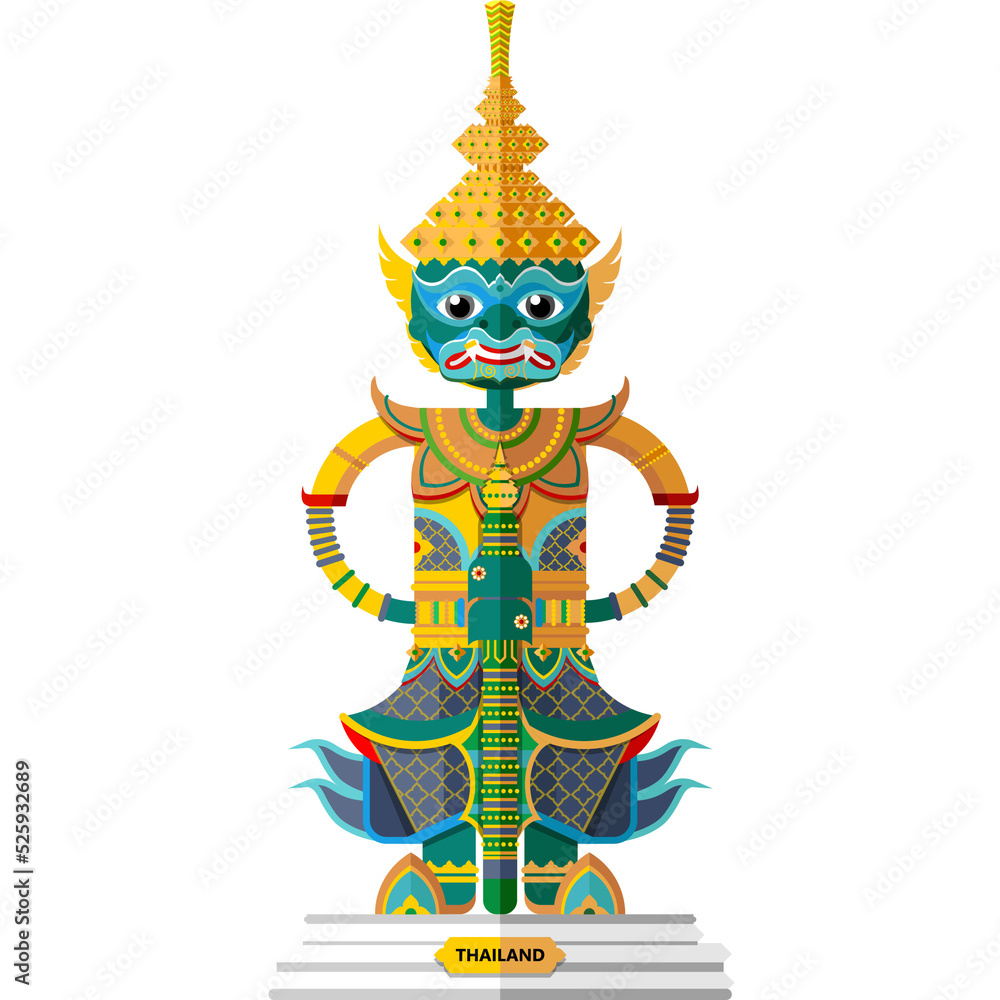 Khon Ramakien Ramayana thailand in Flat design Khon Ramakien Ramayana thailand in Flat design