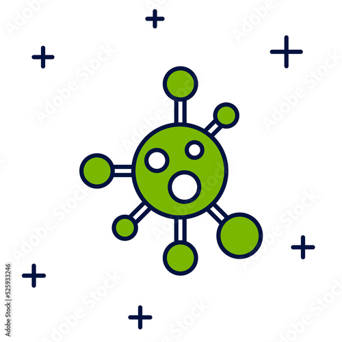 Filled outline Molecule icon isolated on white background. Structure of molecules in chemistry, science teachers innovative educational poster. Vector