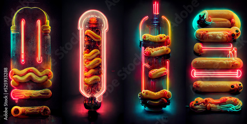 sign made of colorful numbers, neon tubes, art, design, colorful