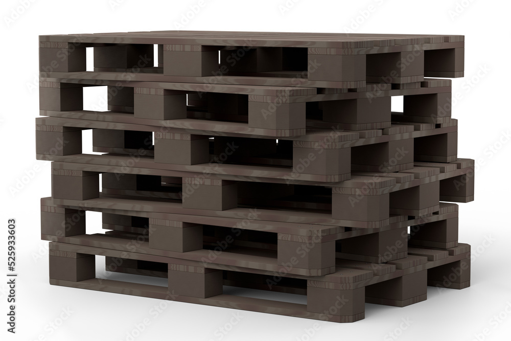 Set of wooden pallet for warehouse cargo storage isolated on white background. Set of wooden pallet for warehouse cargo storage isolated on white background.