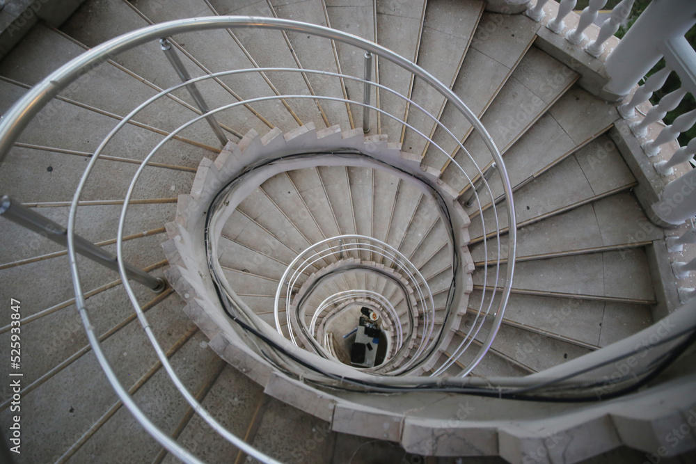 Obraz premium spiral staircase top view