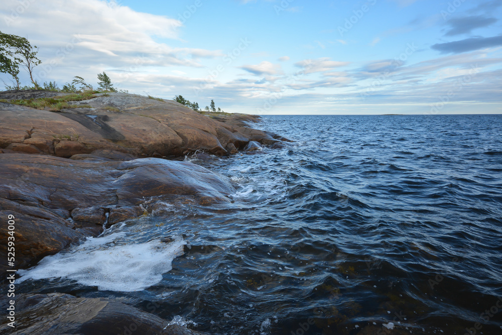 The rocky shore of the White Sea. The rocky shore of the White Sea.