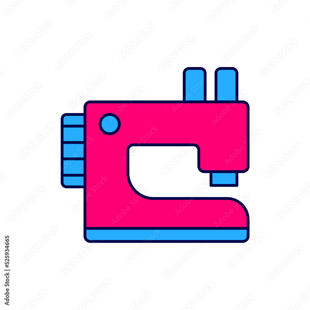 Filled outline Sewing machine icon isolated on white background. Vector Filled outline Sewing machine icon isolated on white background. Vector