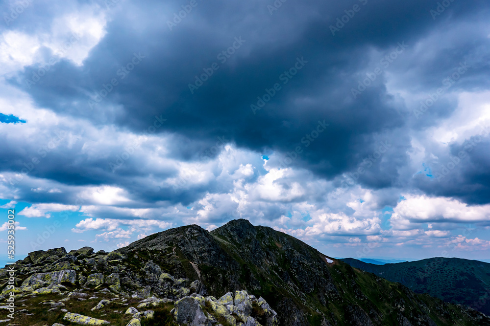 Clouds over rocky hills in the Low Tatras in Slovakia