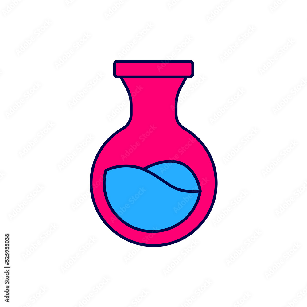 Filled outline Test tube and flask chemical laboratory test icon isolated on white background. Laboratory glassware sign. Vector