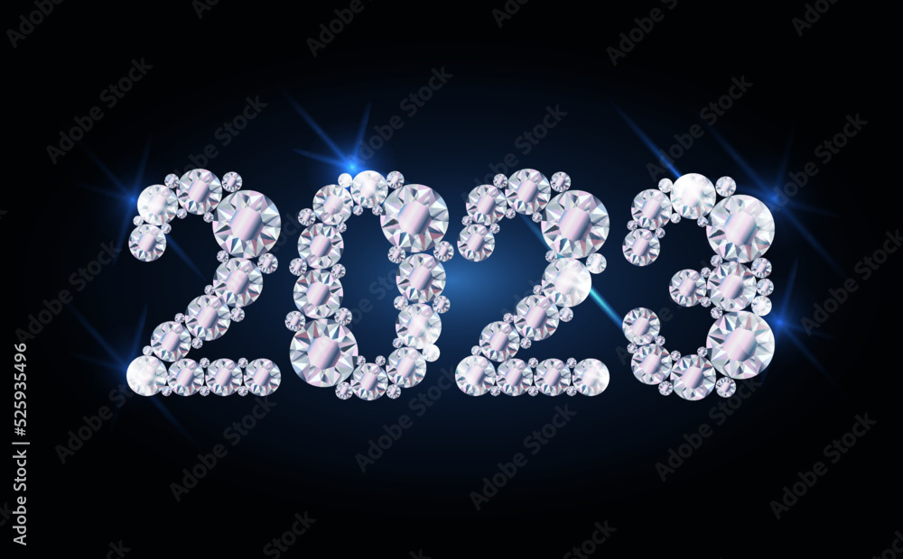 New 2023 year, Winter card with diamonds, vector illustration New 2023 year, Winter card with diamonds, vector illustration