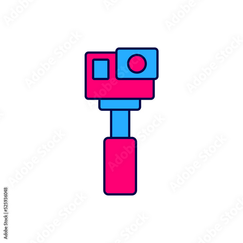 Filled outline Action extreme camera icon isolated on white background. Video camera equipment for filming extreme sports. Vector