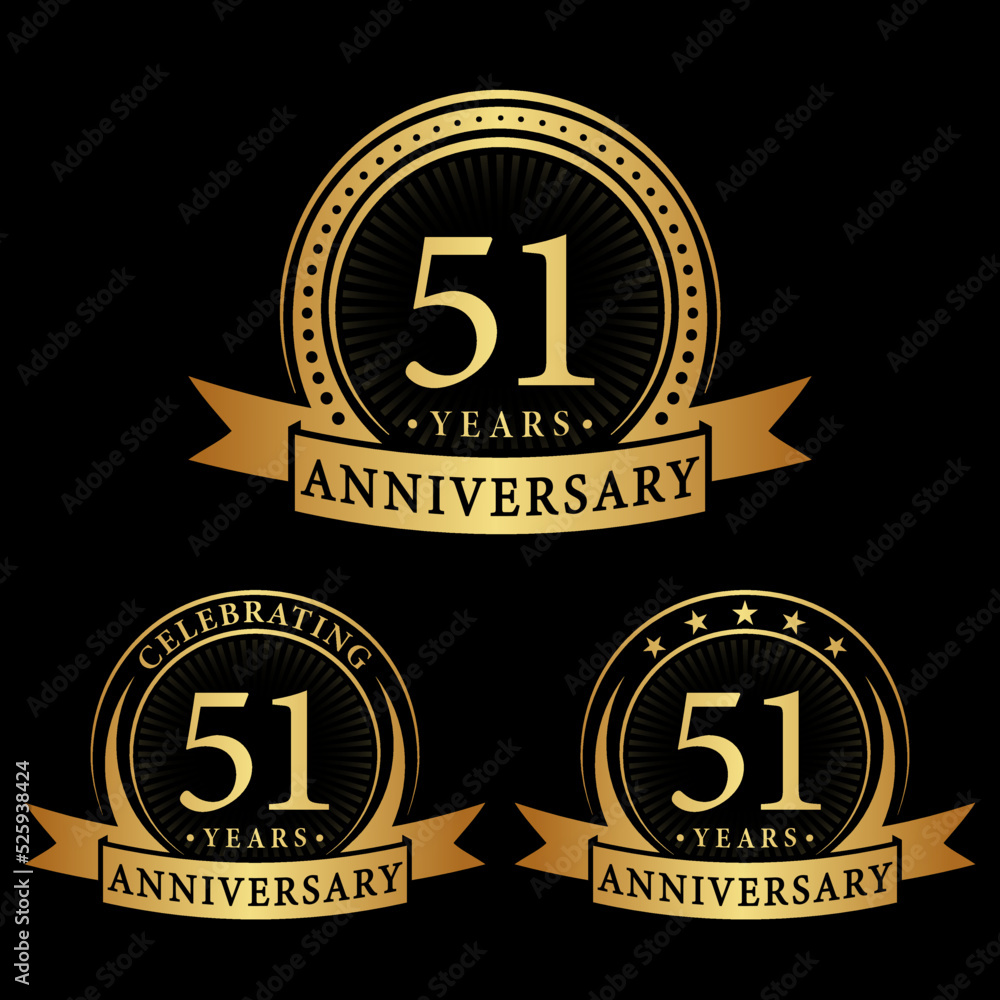 51 years anniversary logo collections. Set of 51st Anniversary logotype template. Vector and illustration. 51 years anniversary logo collections. Set of 51st Anniversary logotype template. Vector and illustration.
