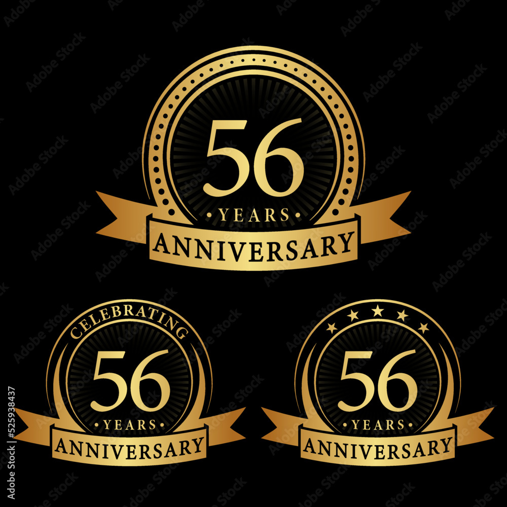 56 years anniversary logo collections. Set of 56th Anniversary logotype template. Vector and illustration. 56 years anniversary logo collections. Set of 56th Anniversary logotype template. Vector and illustration.