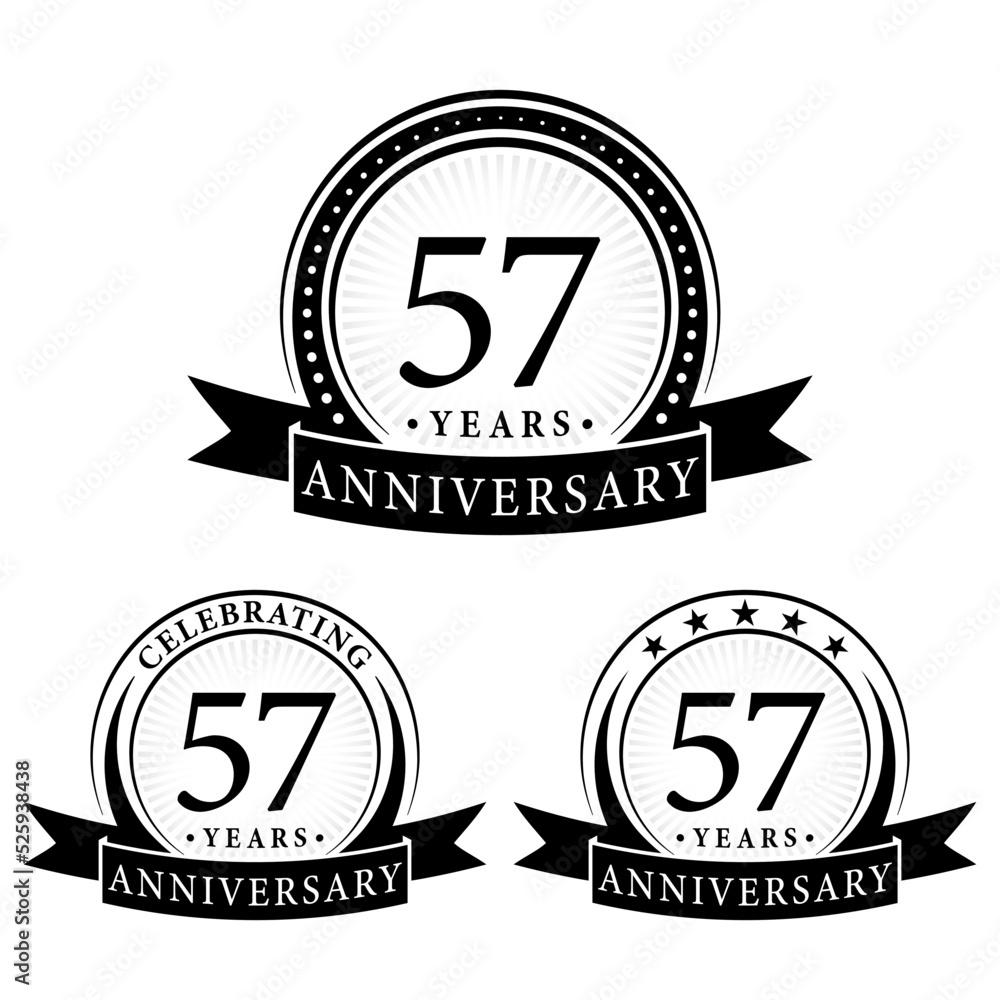 57 years anniversary logo collections. Set of 57th Anniversary logotype template. Vector and illustration. 57 years anniversary logo collections. Set of 57th Anniversary logotype template. Vector and illustration.