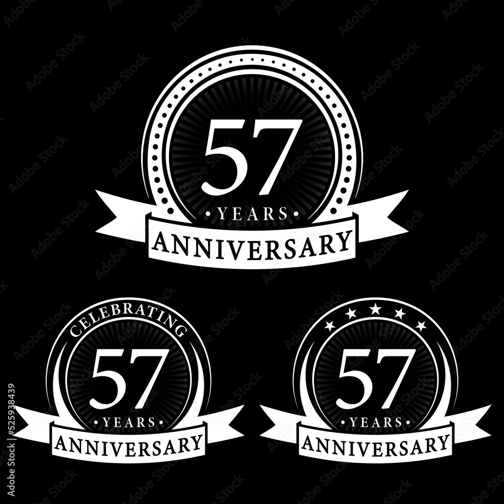 57 years anniversary logo collections. Set of 57th Anniversary logotype template. Vector and illustration. 57 years anniversary logo collections. Set of 57th Anniversary logotype template. Vector and illustration.