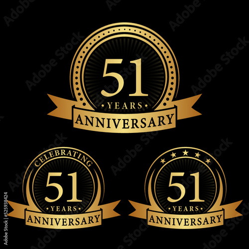 51 years anniversary logo collections. Set of 51st Anniversary logotype template. Vector and illustration.