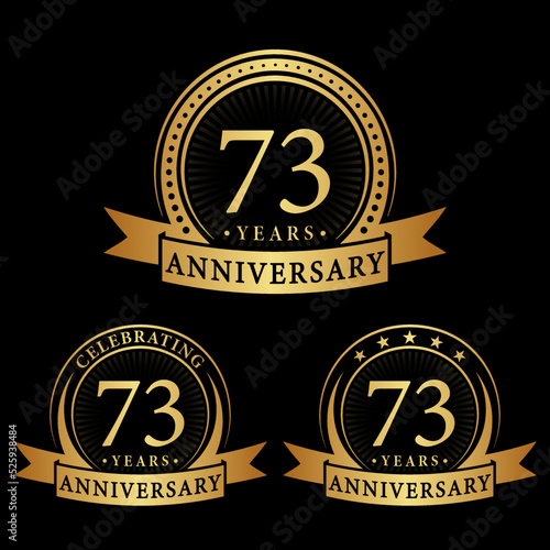 73 years anniversary logo collections. Set of 73rd Anniversary logotype template. Vector and illustration.
